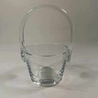 Pasabahce Basket Sugar Bowl/Trinket Basket Clear Glass w/Curved Overhead Handle