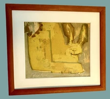 Rare Set 4 MCM Abstract Signed Prints ‘Beasterie’ Framed & Matted Miniatures