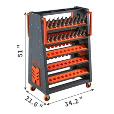 CAT40 CNC Tool Cart - 5-Tier Rolling Tool Holder with Adjustable Shelves, Steel,