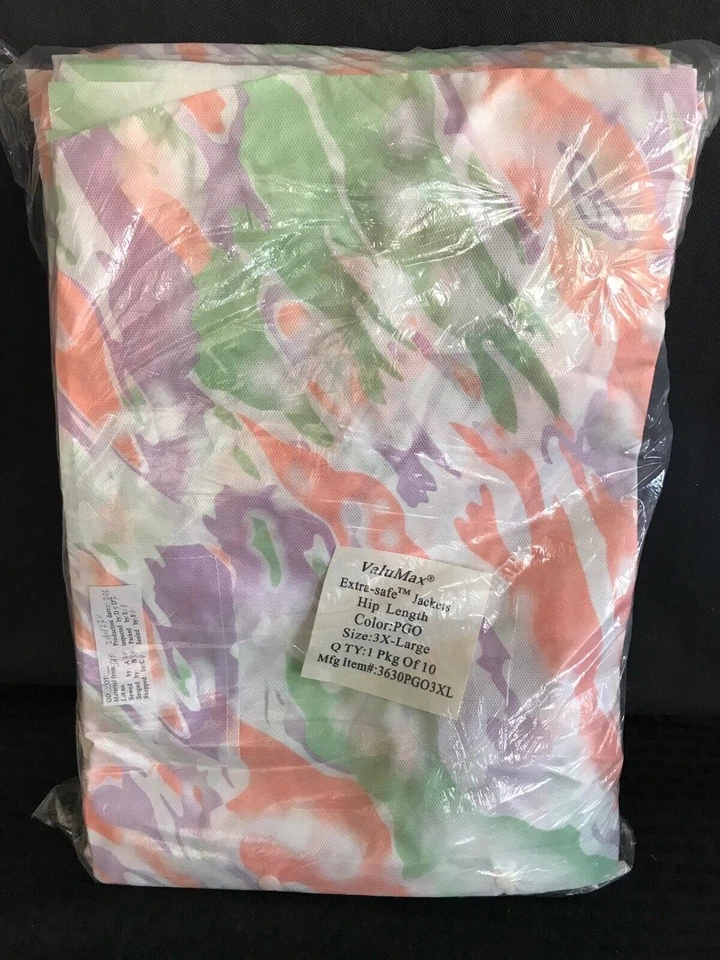 (10/Pk) VALUMAX Extra-Safe Hip Length Lab Coat Jacket Multi-Print Size 3X-Large - Image 3 of 4