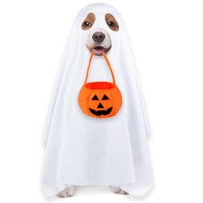 PAYHTOW Dog Halloween Costumes, Ghost Costume Funny Pet Medium, White
