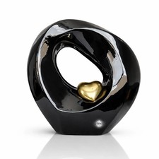 Endless Love Onyx  Gold Heart Infinity Urn for Ashes  Large Adult Funeral Urn