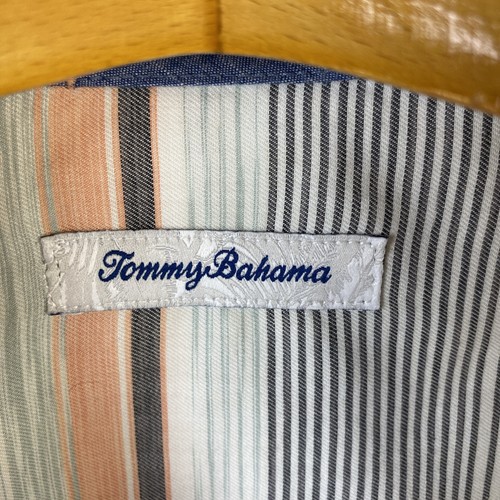 Tommy Bahama Shirt Mens Size L Coral Horizon Stripe Oil Blue ST325713 Beach EUC - Picture 2 of 11