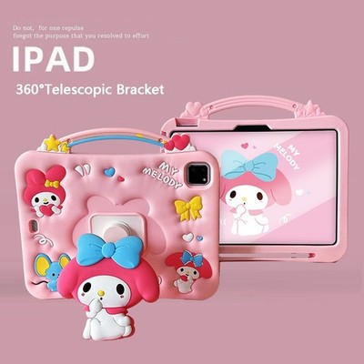 My Melody Silica Gel Pen Slot 360°Rotating Bracket TabletCase For Apple iPad A16