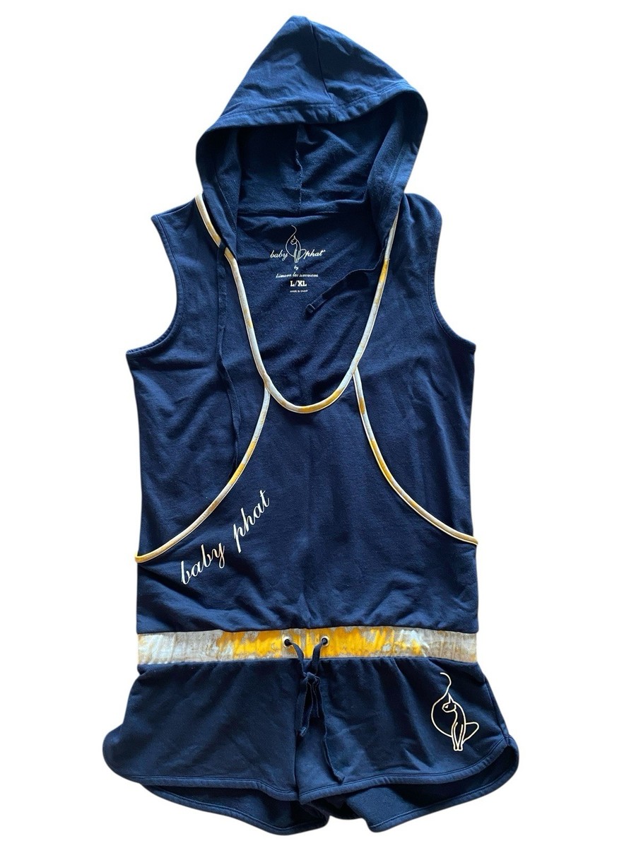 Baby Phat Size Large XL Black Gold Romper Shorts One Piece Y2K