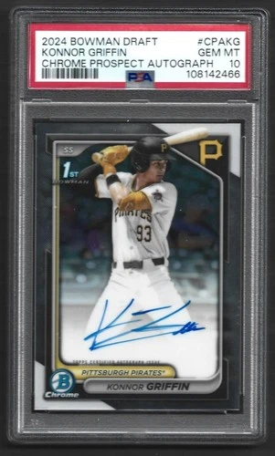 2024 Bowman Draft Chrome Prospect Auto Konnor Griffin RC PSA10 #CPAKG Pittsburgh