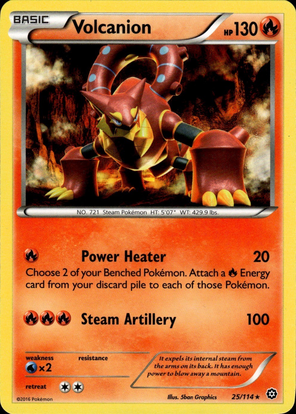 Volcanion Rare XY Steam Siege 25/114 Fire Normal Pokemon Card