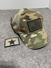 NEW unused Camo Trucker Mesh Strapback Star USA Flag Patch Ready Hat Military