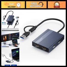 USB C Dual HDMI DisplayLink Adapter for Mac  Windows - 4K Video Output, Multi-M