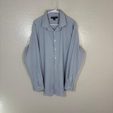 Mizzen Main Leeward Shirt Mens XL Blue Check Trim Fit Stretch Dress Performance