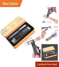 Luxury 2Pcs Stainless Steel Nail Clippers Set - 360  Rotating Head  Nail File
