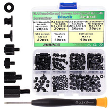 200Pcs M.2 Screw Kit - Black M2 SSD Mounting Screws for Nvme Laptops, Asus, Giga