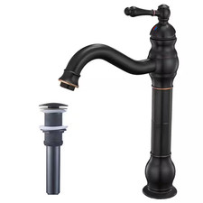 Single Hole Single Handle Bathroom Vessel Sink Faucet with Drain Assembly in Oil