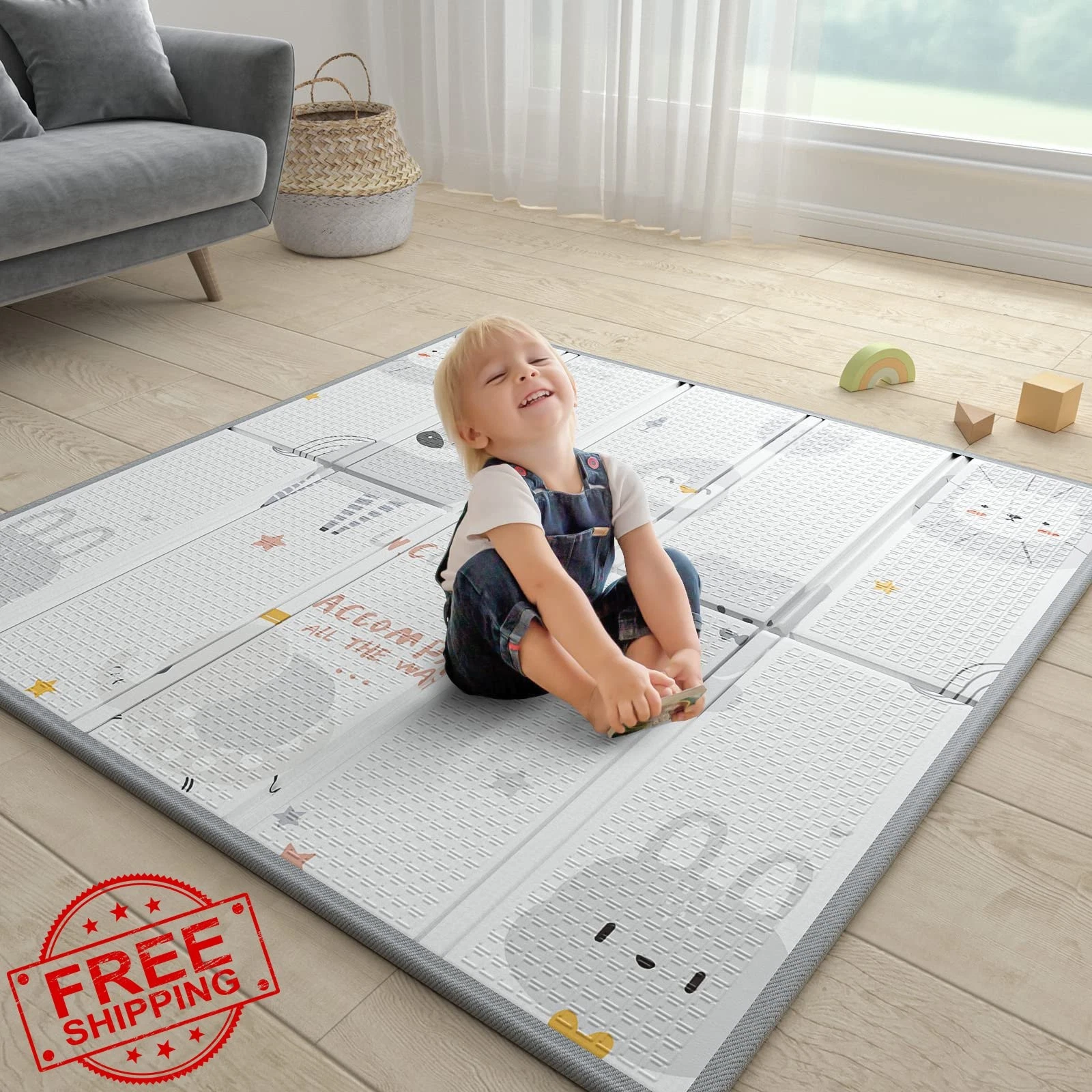 ZEEBABA Play Mat 47" Unicorns Foldable Foam