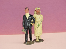 JOHILLCO ANTIQUE RARE PRE-WAR LEAD WEDDING COUPLE BRIDE AND GROOM