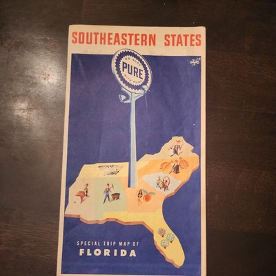 1961 Road Map Southeastern United States  Pure Firebird Gasoline