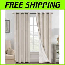 Block Out Light with Linen Grommet Curtains - 2 Panels