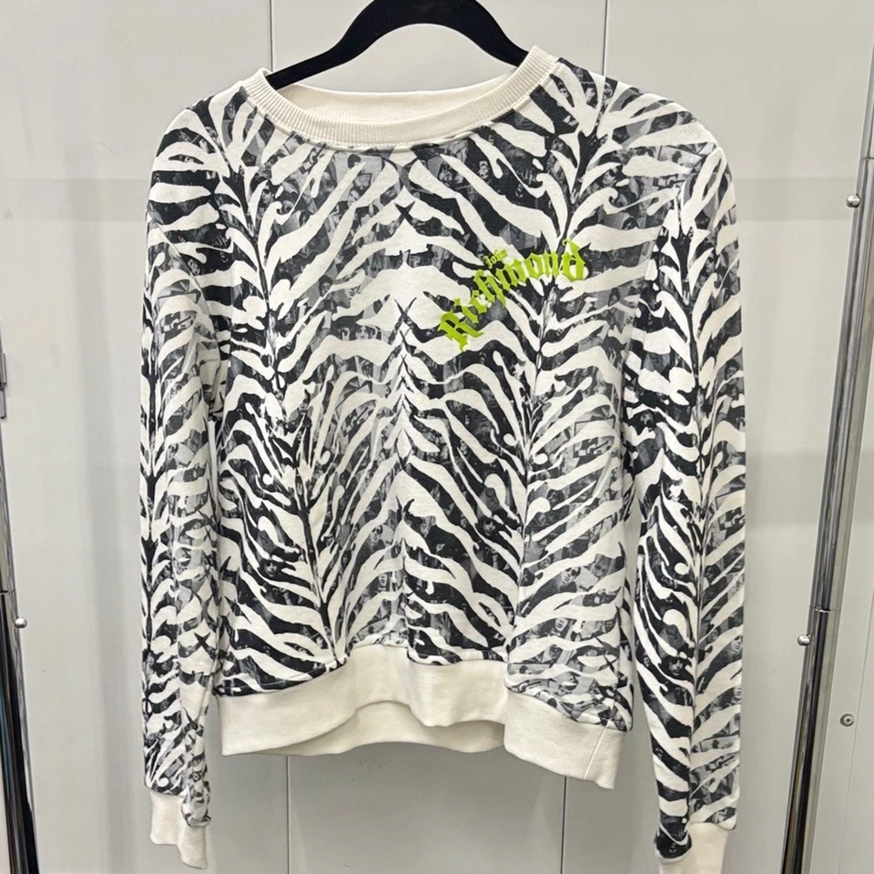 Nuevo con etiquetas Suéter Estampado de Cebra John Richmond - Negro, Blanco y Amarillo Talla S Foto 2 de 4