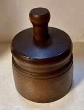 Antique Mid 1800's Wooden Butter Mold Stamp Press Primitive Hand Carved