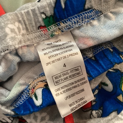 Boys Sonic Long Sleeve Top Pajama Set Size 4 - Picture 3 of 4