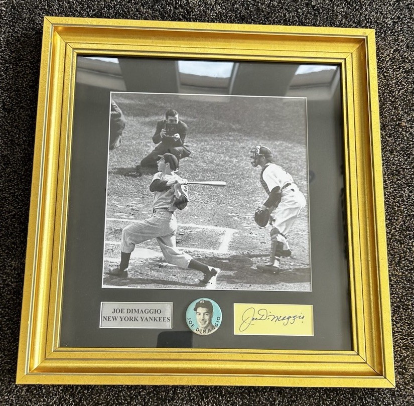 Joe DiMaggio Autographed Signed New York Yankees Framed Cut Auto Yankees JSA COA 17x18 