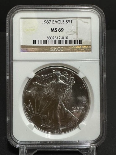 1987 NGC MS69 S$1 American Silver Eagle Coin