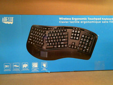 Adesso WKB-4500UB - Wireless Ergonomic Desktop Touchpad Keyboard, Split Keys