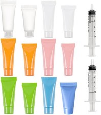 24PCS 5ml/10ml 6-Colors Plastic Squeeze Tubes Travel Size Makeup Sample Bottles
