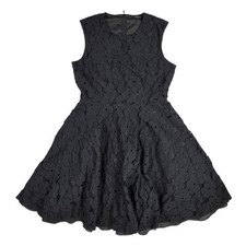 Orsay Black Floral Lace Sleeveless Fit and Flare Cocktail Dress Round Neck