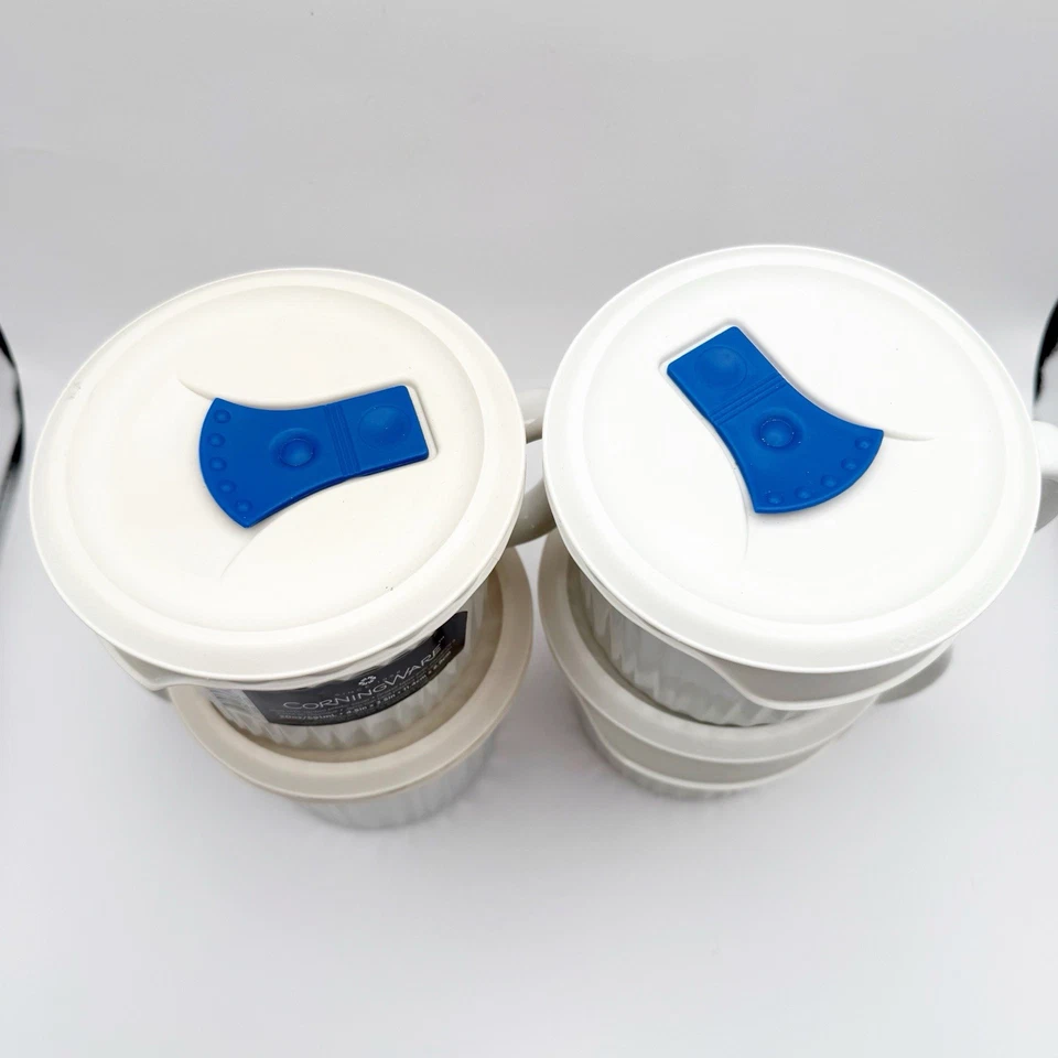 Французская белая кружка Corningware X4 с вентилируемой пластиковой крышкой 20 унций Различные условия - Изображение 3 из 4