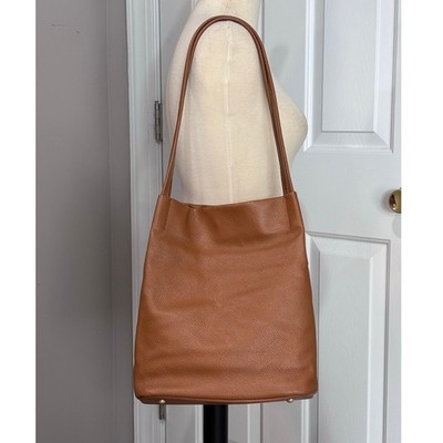 Kattee Leather Tote Tan Brown Paper Bag Style Shoulder Purse Camel Color 