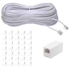 100Feet Long Telephone Extension Cord Cable Line Wire with Standard RJ11 Plug...