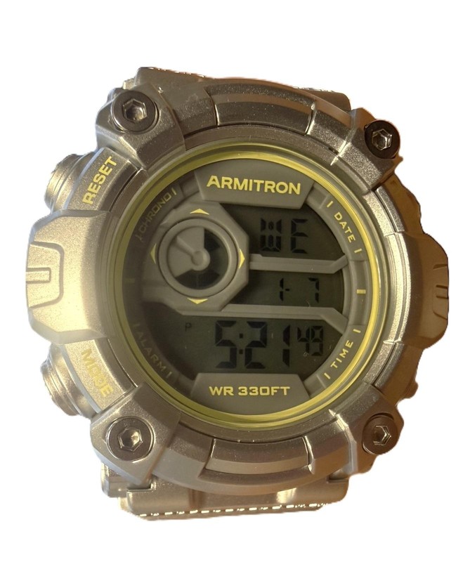 Armitron Men's 40-8513SIL Digital Silver Resin Strap Chronograph Alarm Watch+LCD