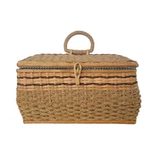 Wicker Sewing Basket VTG Made in Germany Includes Sewing Notions Cottage Granny