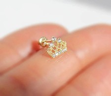 2 Ct Round Simulated Diamond Crown Stud Earrings 14k Yellow Gold Plated Silver