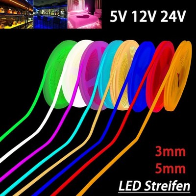 3mm 5mm 5V 12V 24V COB LED Streifen Wasserdicht Flexibles Lichtband Lichterkette