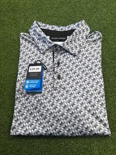 Island Green Golf Polo Shirt Diagonal Print Charcoal - Size Extra Large
