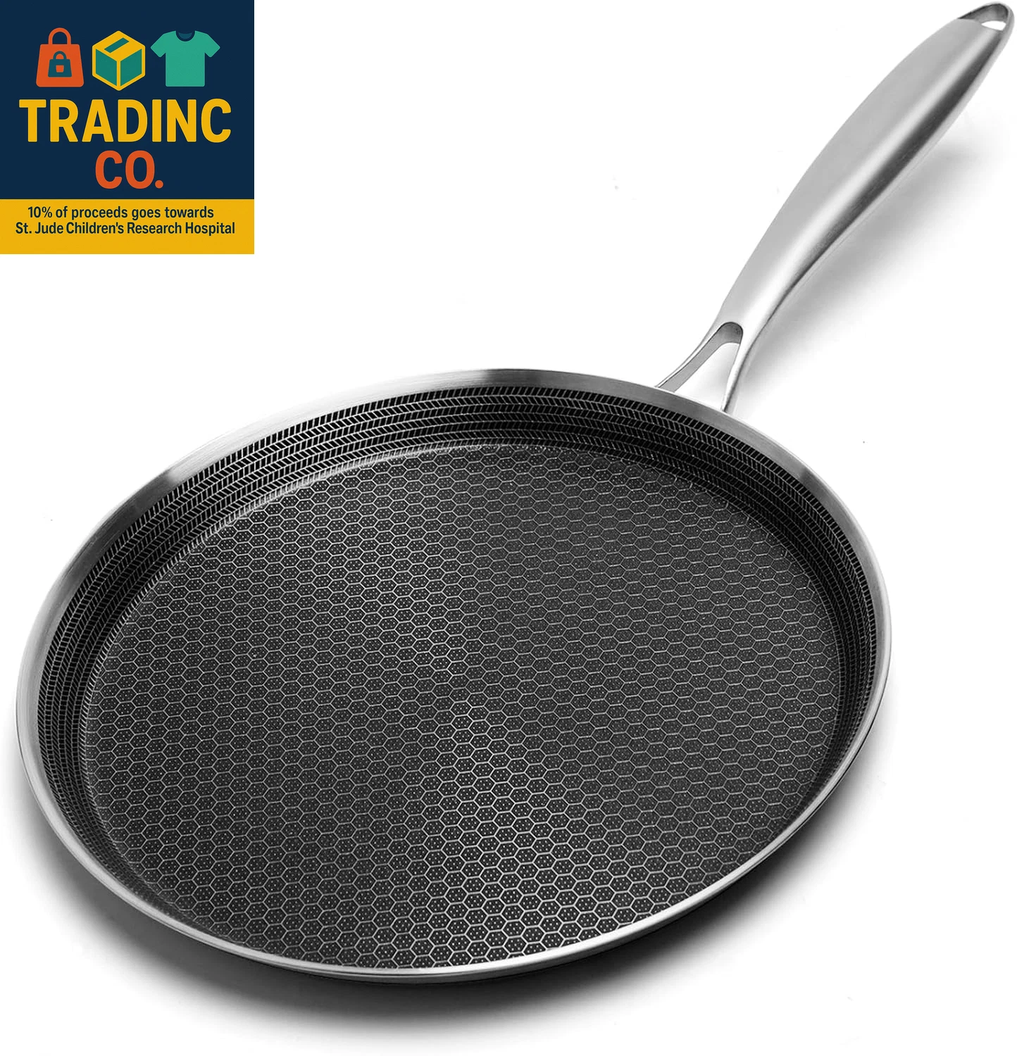 Nonstick Crepe Pan 10 Inch Stainless Steel Crepe Pan Honeycomb Coating Flat Skil