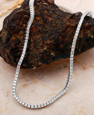 Diamond Mounted Silver Tennis Necklace, 2.5 mm 17.5" Tennis Necklace