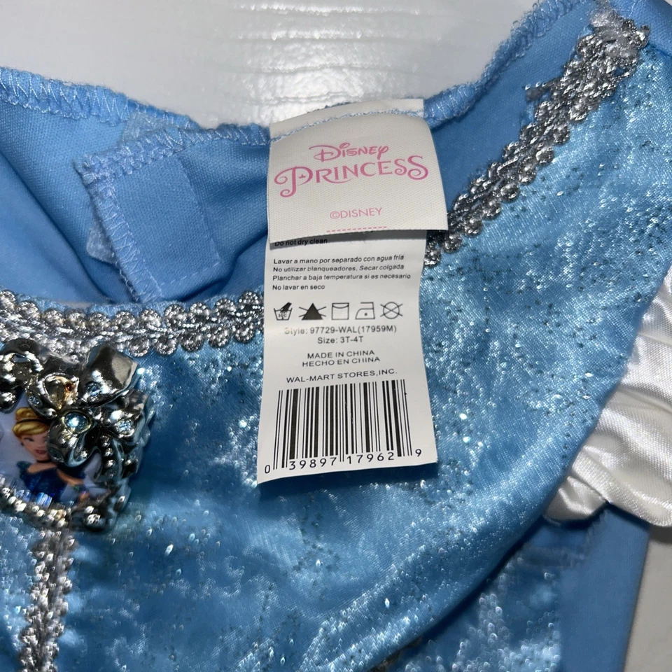 Disney Princess Cinderella Blue Costume Dress Size 3T -4T Dress Up Halloween - Image 4 of 4