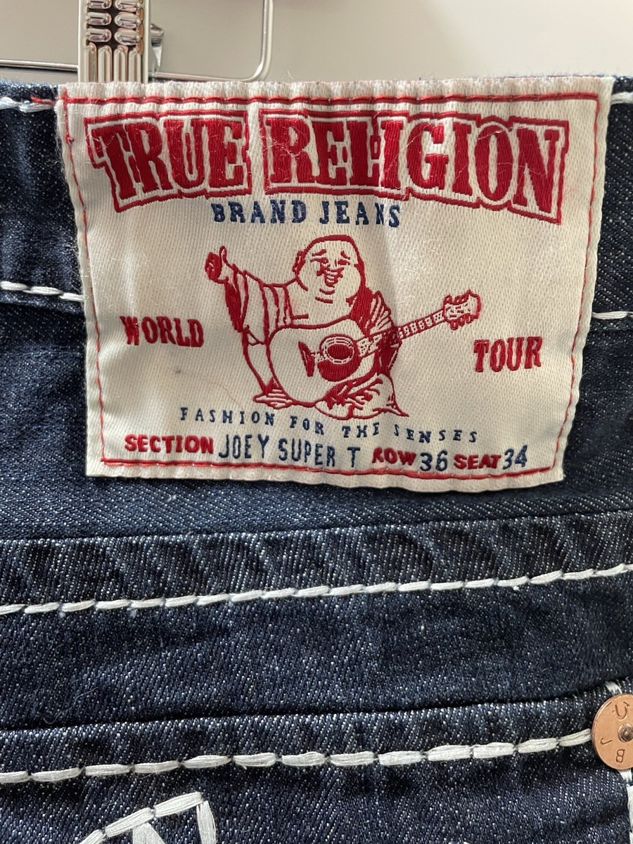 True Religion Joey Super T Denim Jeans Mens Size 36x34 Made In USA