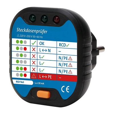 Steckdosentester Steckdosenprüfer IP20 230VAC 16A schwarz Kopp (171002012)