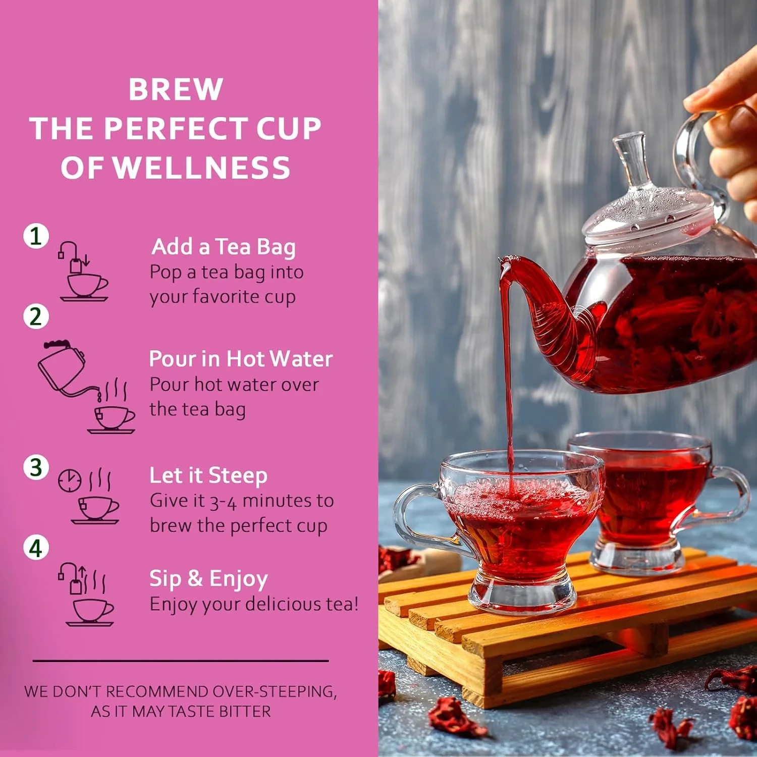 NEW Pagoda Garden Caffeinated ROSEHIP HIBISCUS GREEN TEA, 60 Bags, BB- 12/2027