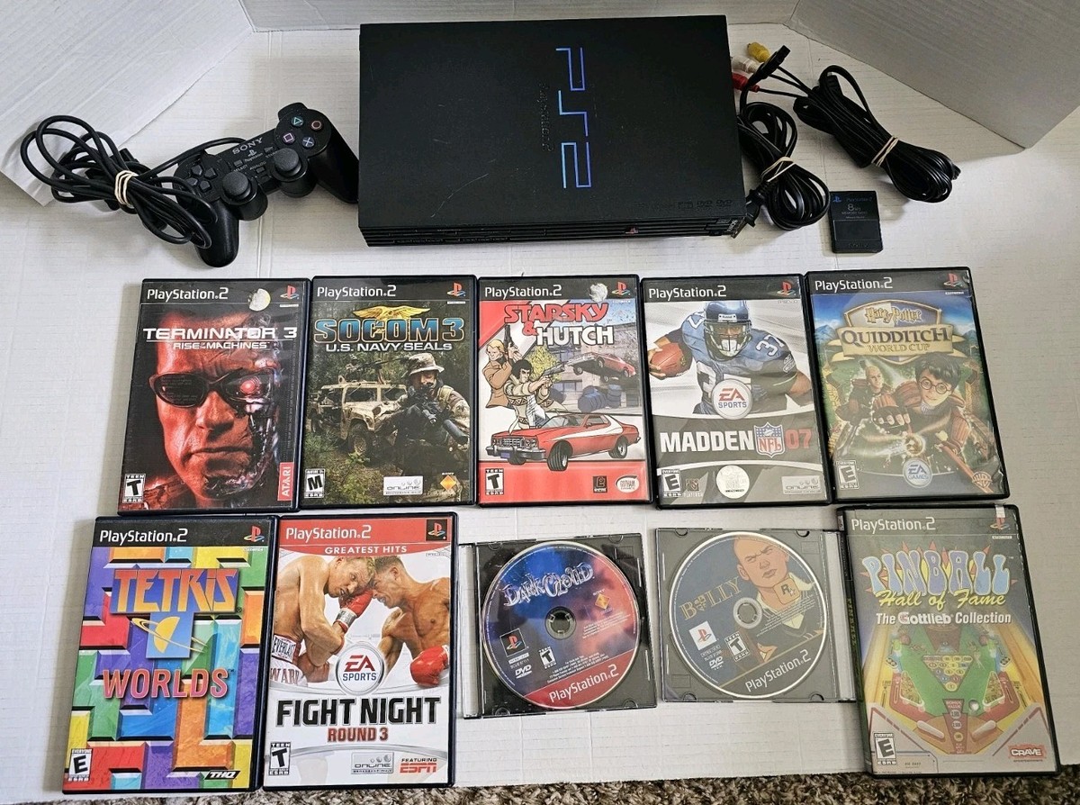 Sony PlayStation PS2 Fat Console System Bundle w/ 10Games