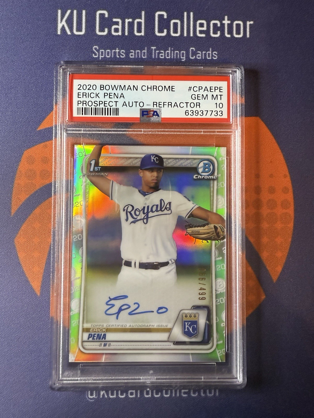 2020 Bowman Chrome Prospect Refractor /499 Erick Pena PSA 10 GEM MT Auto