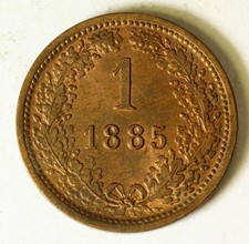 AUSTRIA 1 Kreuzer 1885 - Copper - Franz Joseph I. - aUNC - 2202