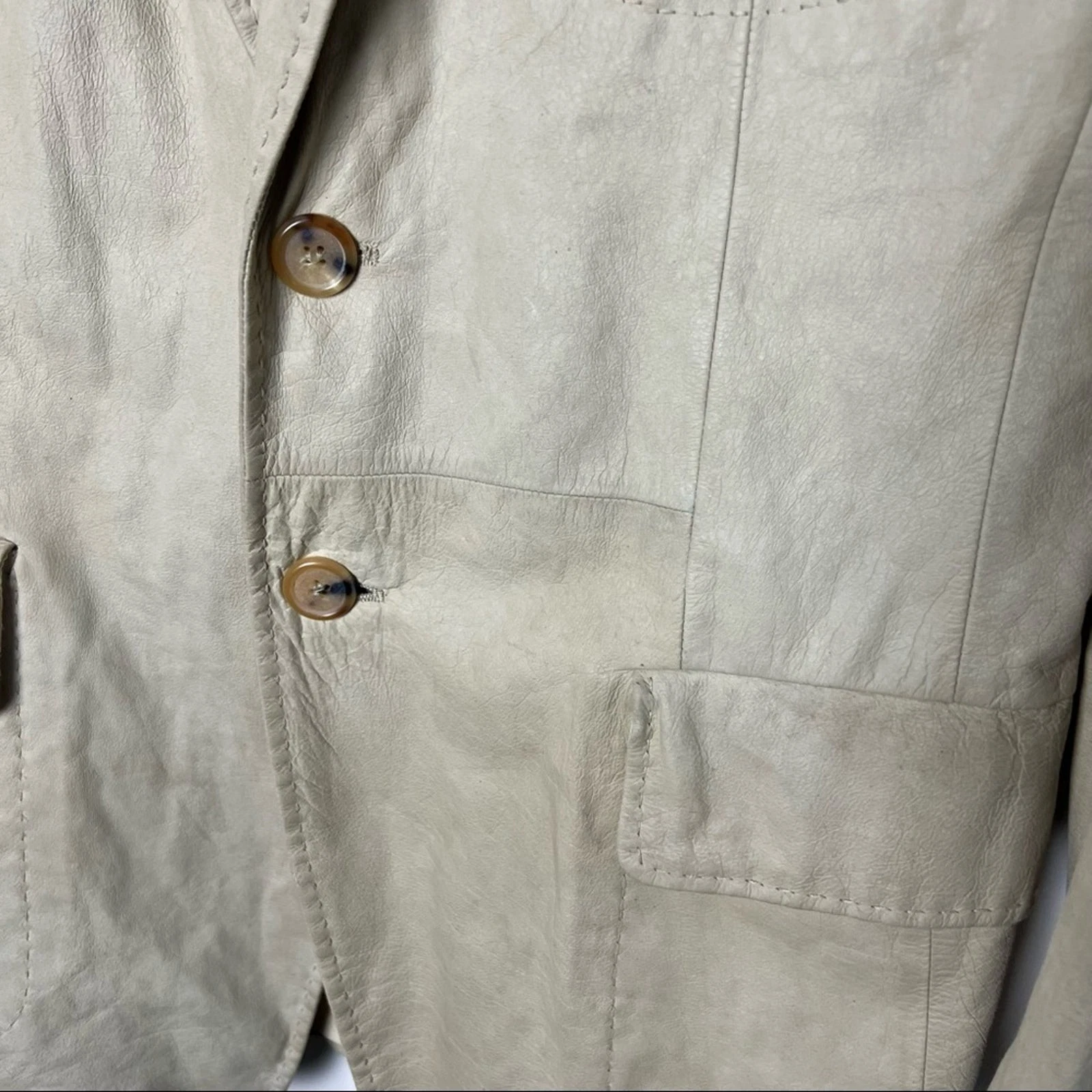 Paul Smith Leather Jacket Blazer Mens Medium 40 Taupe Made In Italy Sport Coat image 5