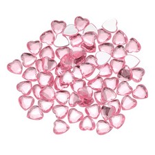 Acrylic Heart Rhinestone 12mm Flat Back Plastic Gems Sticker Light Pink 100Pcs