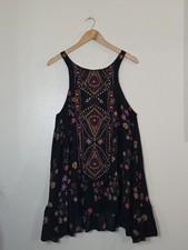 Intimately Free People Annka Boarder Slip Dress Black Combo Womens Size XS Boho