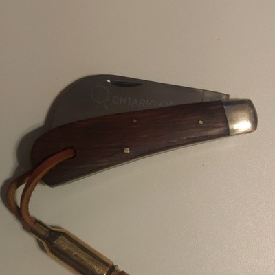 Ontario 616 Manual Pocketknife SS Plain Hawkbill Slipjoint Wood Handle  2.75''